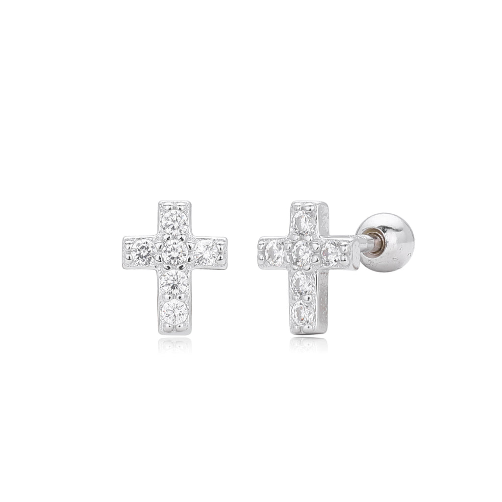 Damen Ohrstecker im stilvollen Kreuzdesign aus hochwertigem 925er Sterling Silber und funkelnden Zirkonsteinen Shop Nory
