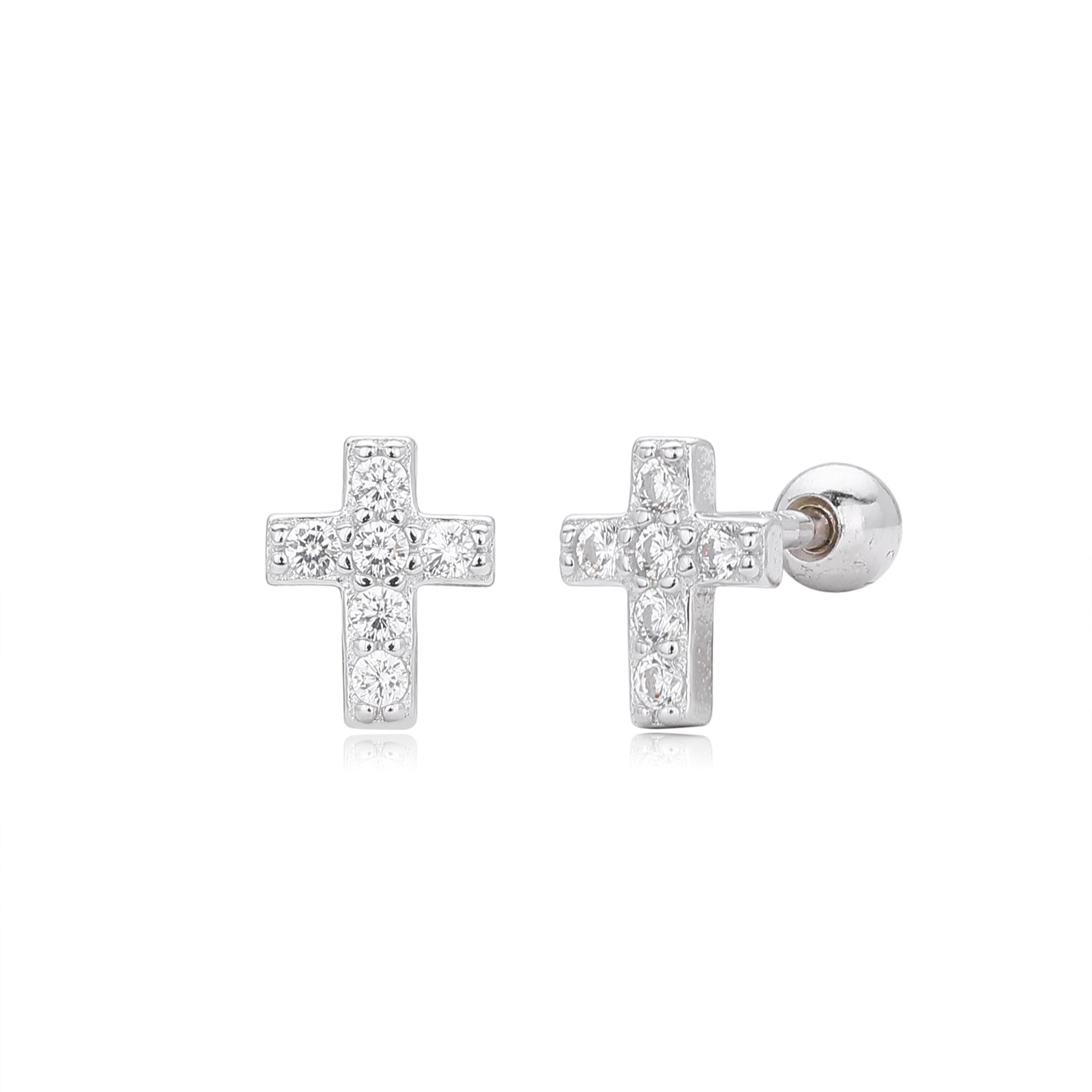 Damen Ohrstecker im stilvollen Kreuzdesign aus hochwertigem 925er Sterling Silber und funkelnden Zirkonsteinen Shop Nory