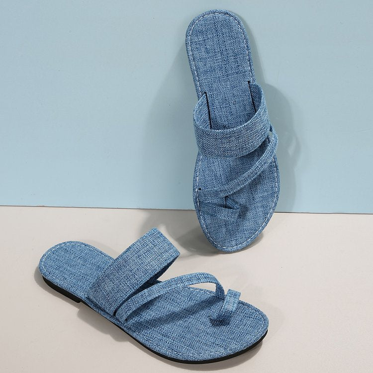 Damen lässige Slide-Pantoletten aus Denim