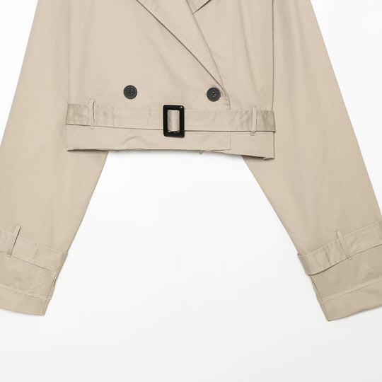 Damen Kurzblouson-Trench mit doppelreihiger Knopfleiste, Schulterpatten und Taillengürtel Shop Nory