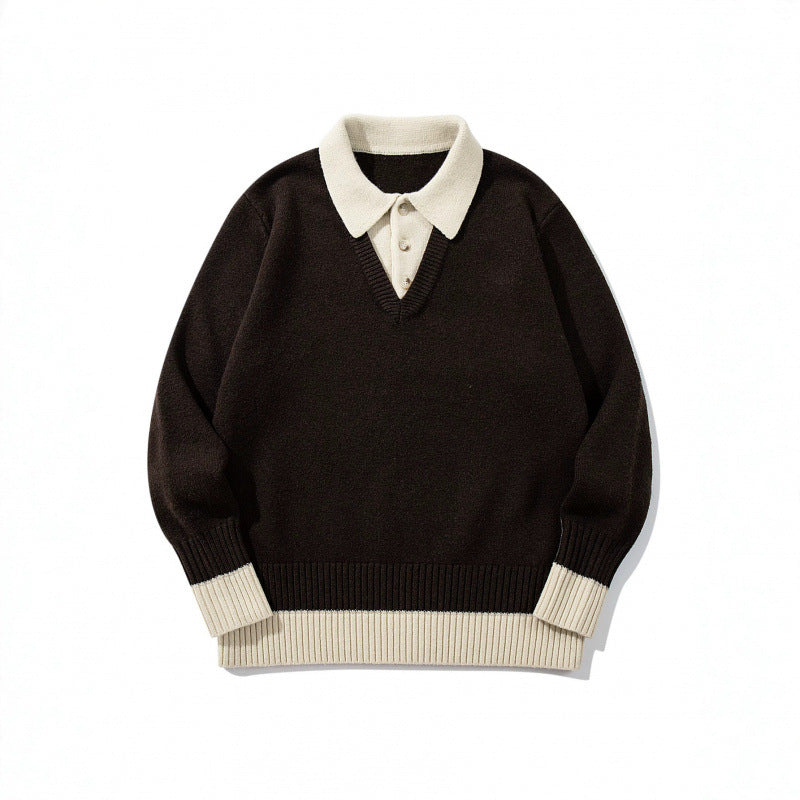 Herren Oversized Feinstrick-Polo mit kontrastbesetztem Hemdkragen und Rippenbündchen Shop Nory