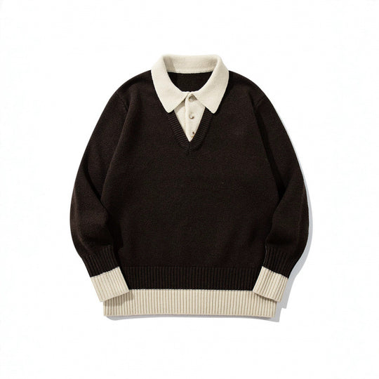 Herren Oversized Feinstrick-Polo mit kontrastbesetztem Hemdkragen und Rippenbündchen Shop Nory