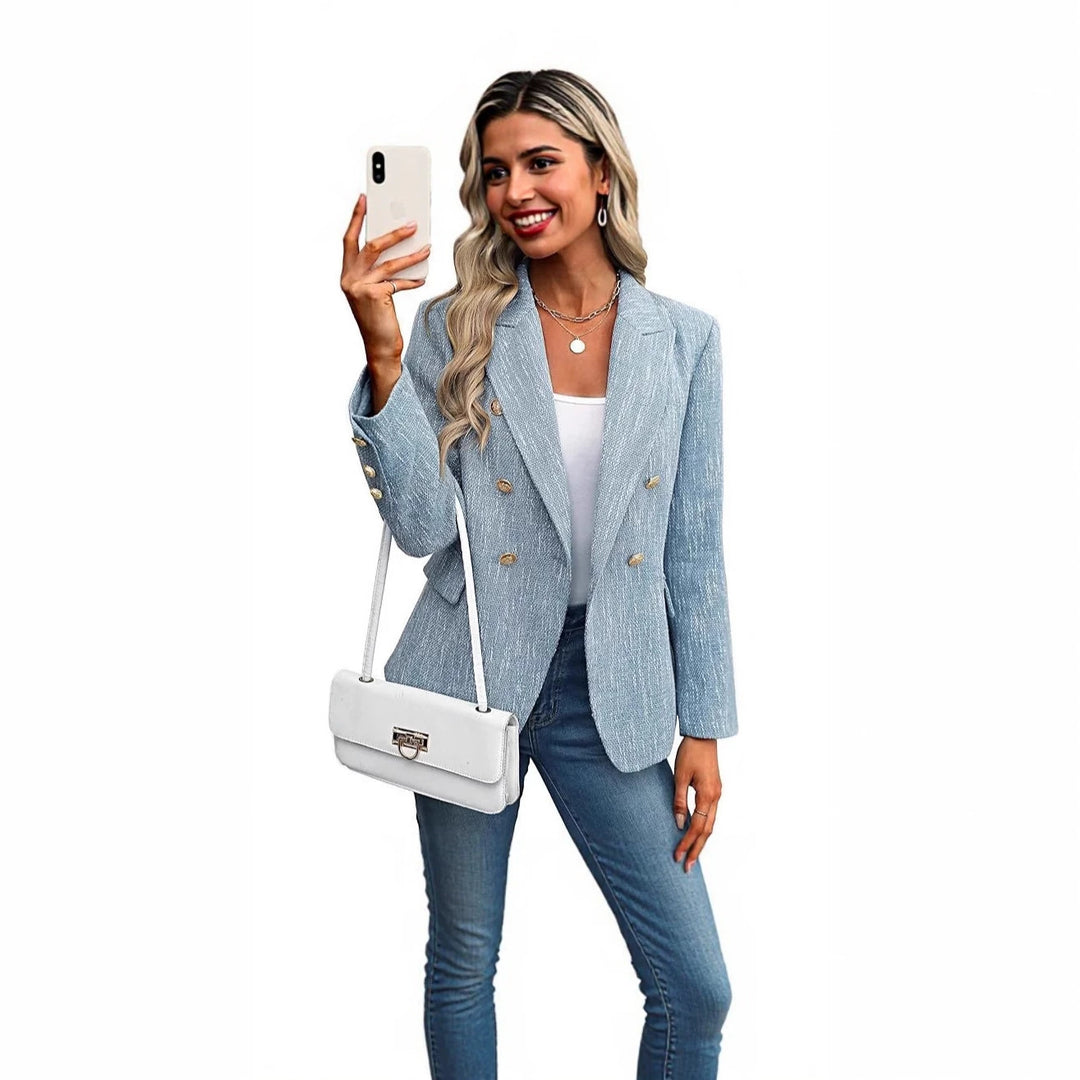 Damen Modische Doppelreihige Blazerjacke