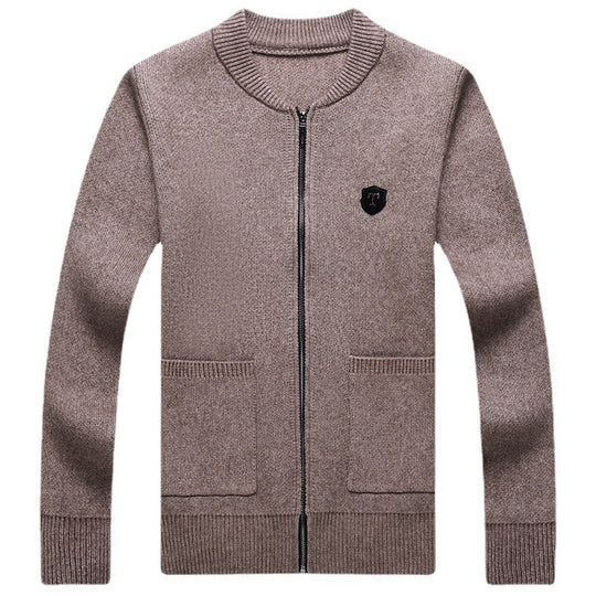 Herren Feinstrick-Cardigan mit durchgehendem Reißverschluss, Brustemblem und aufgesetzten Taschen Shop Nory