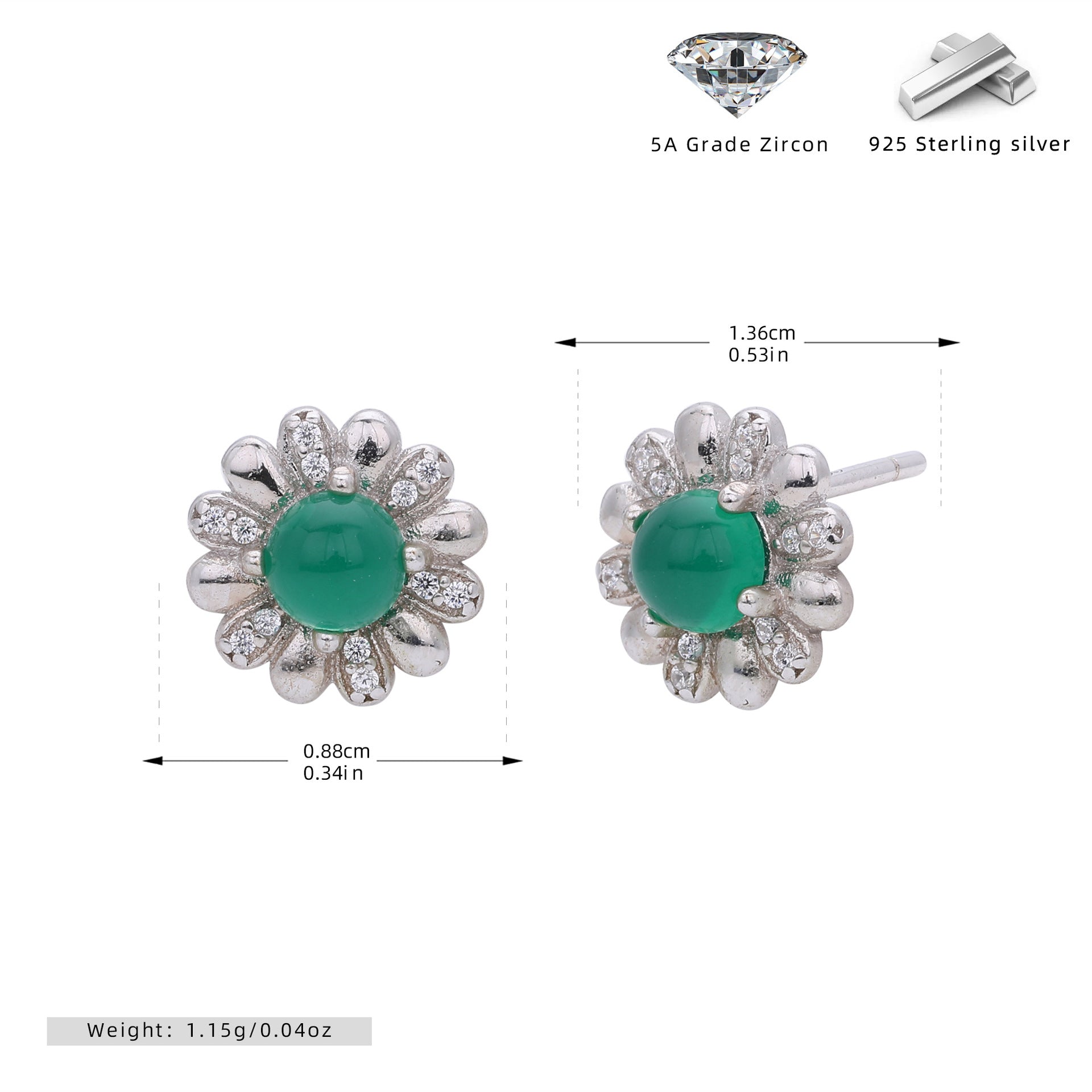 Damen Ohrstecker mit verspieltem Blumenmotiv aus 925 Sterling Silber Shop Nory
