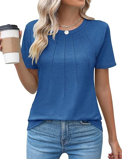 Plissee-T-Shirt mit Rundhalsausschnitt