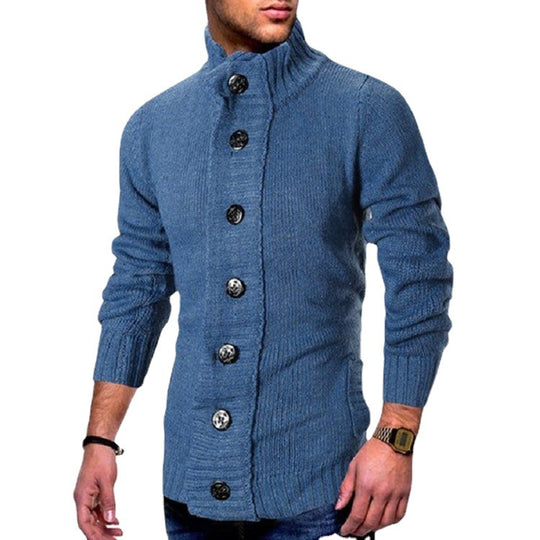 Herren Strickcardigan mit hohem Knopfkragen und figurbetontem Schnitt Shop Nory