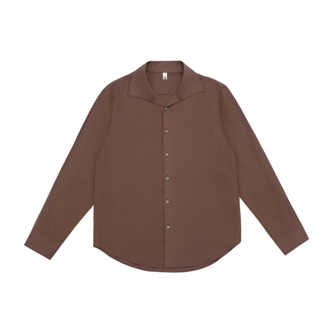 Herren Lockeres Hemd mit Cuban-Kragen und gerundetem Saum Shop Nory