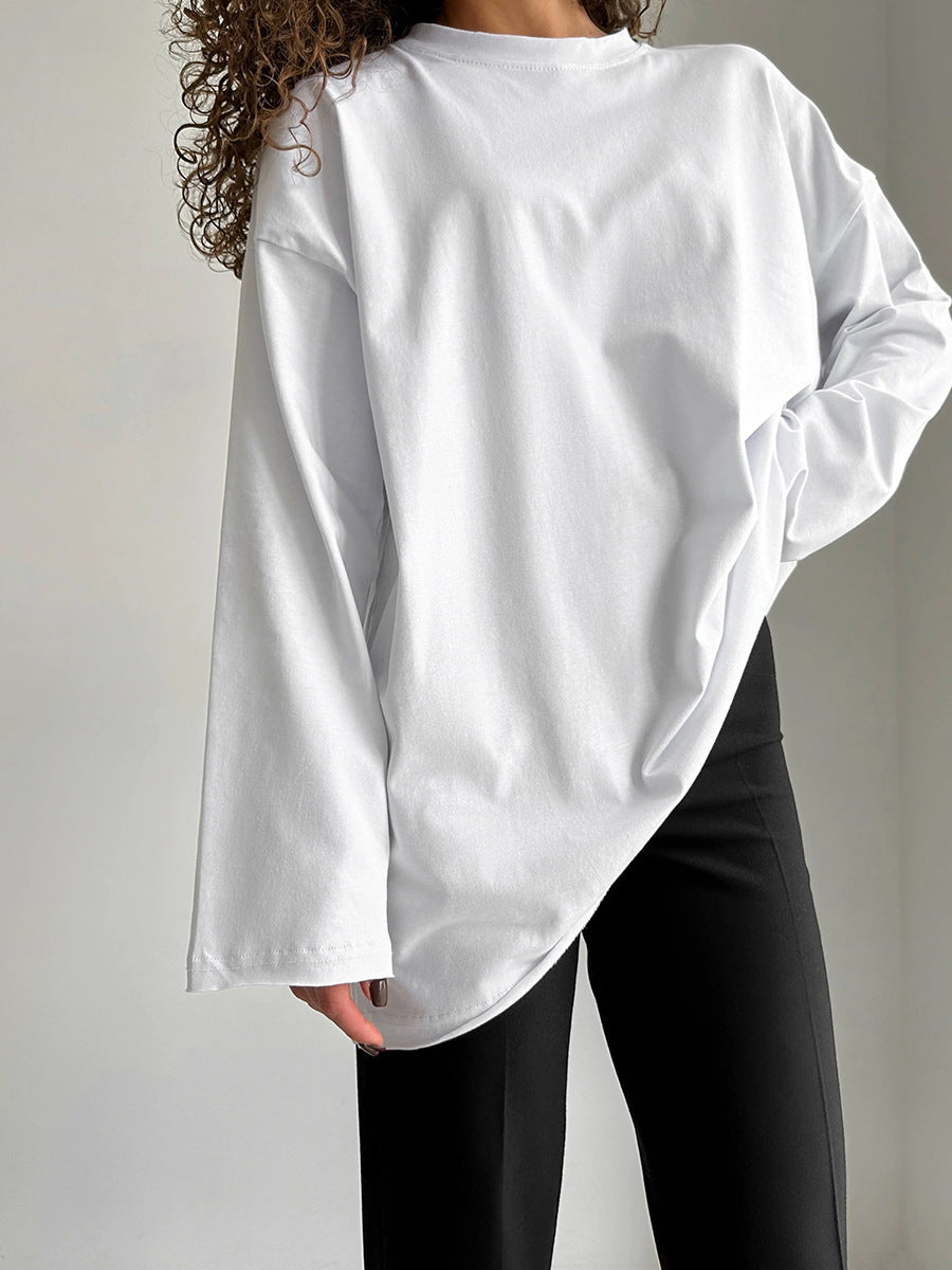 Damen Oversize Langarmshirt mit hohem Kragen