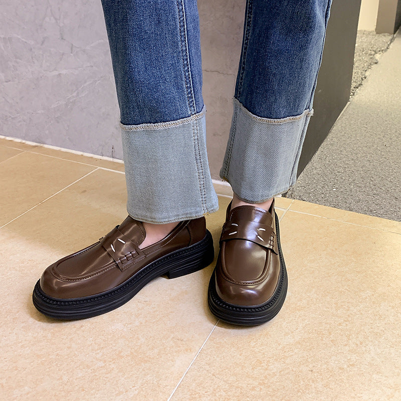 Damen Glänzende Penny‑Loafer im Retro‑Chunky‑Look mit sculpted Plateau‑Sohle Shop Nory