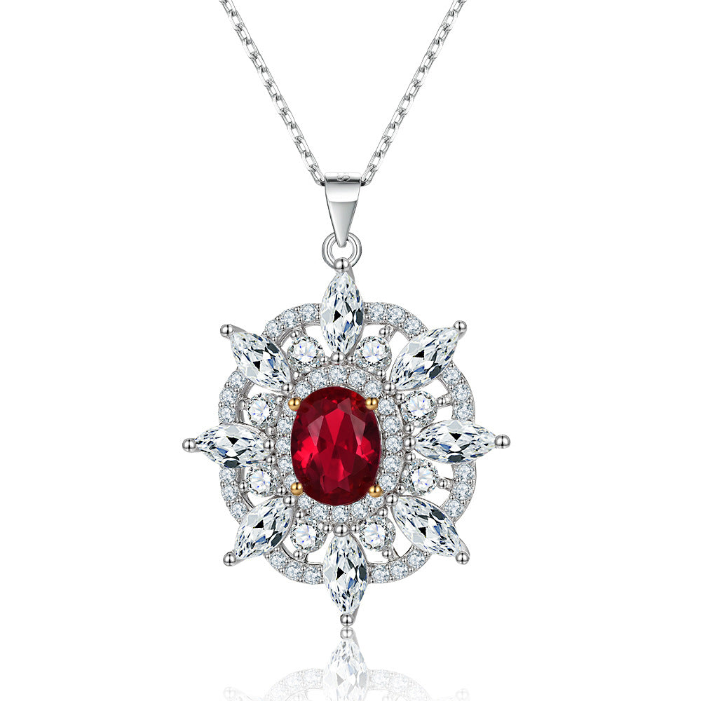 Damen funkelnde Ohrringe mit rotem Stein und klarem Kristallbesatz Shop Nory
