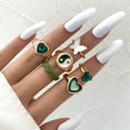 Damen modisches Mehrfach-Ringset mit bunten und symbolischen Designs Shop Nory