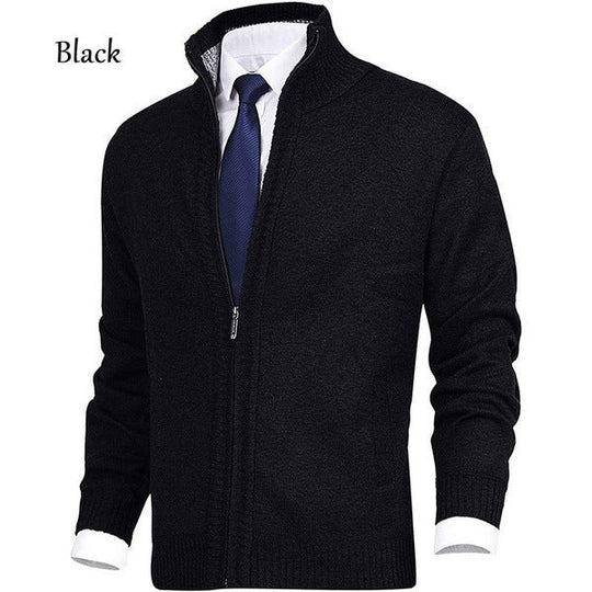 Herren Strickjacke mit Stehkragen und Reißverschluss