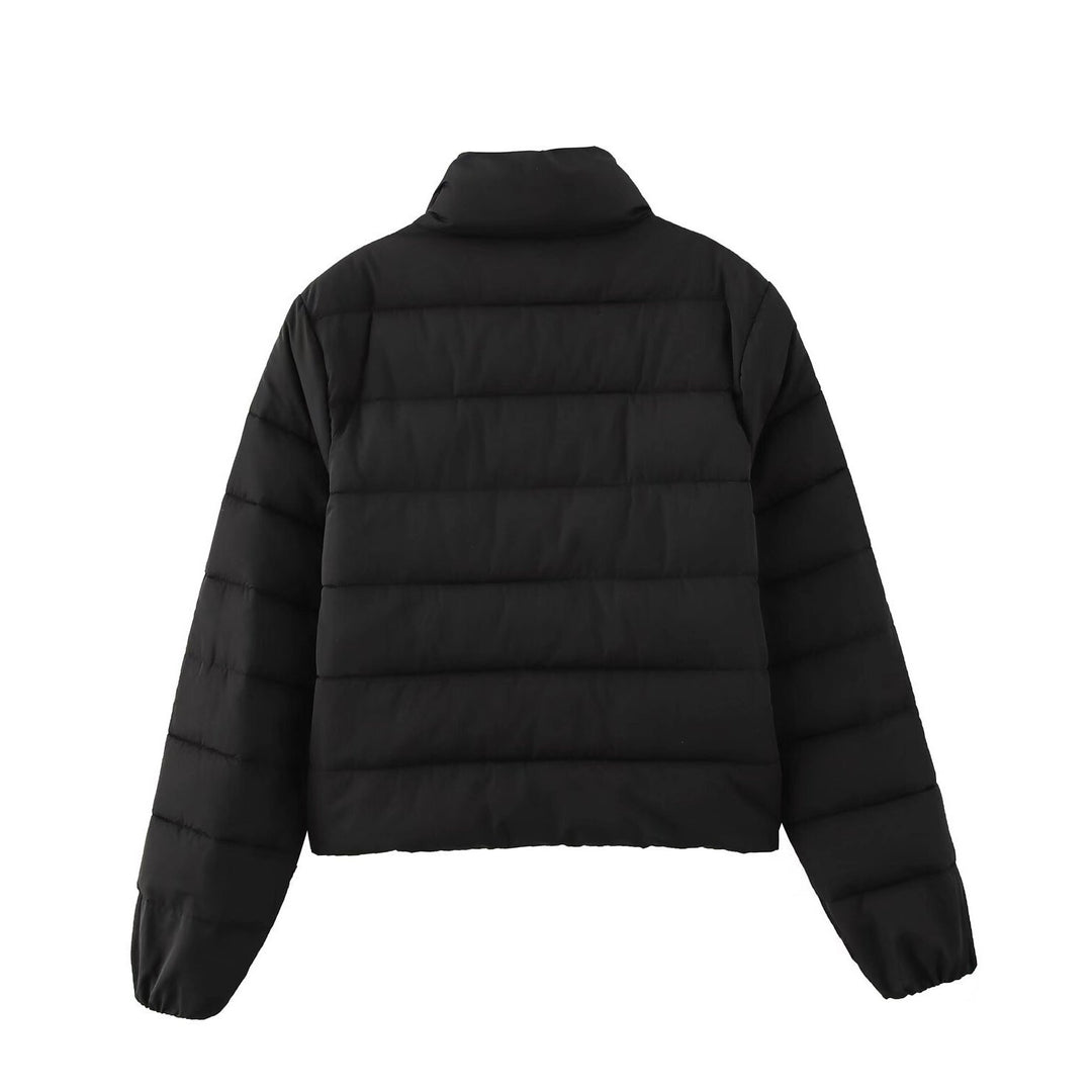 Damen Kurze gesteppte Daunenoptik-Steppjacke mit Stehkragen und Elastikbündchen Shop Nory