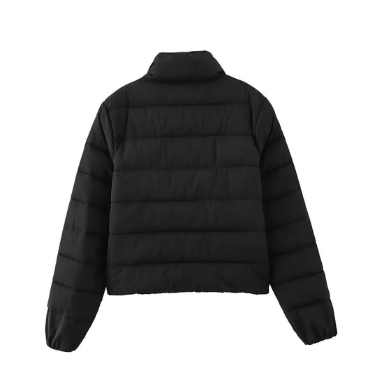 Damen Kurze gesteppte Daunenoptik-Steppjacke mit Stehkragen und Elastikbündchen Shop Nory