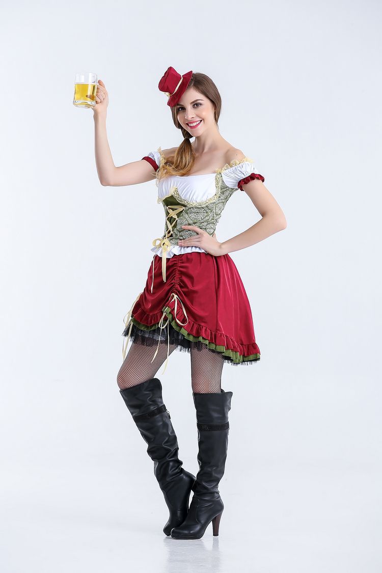 Damen nan mittelalterliches Bauermädchen Kostüm mit geschnürtem Korsett, Puffärmeln und mehrlagigem Stufenrock Shop Nory