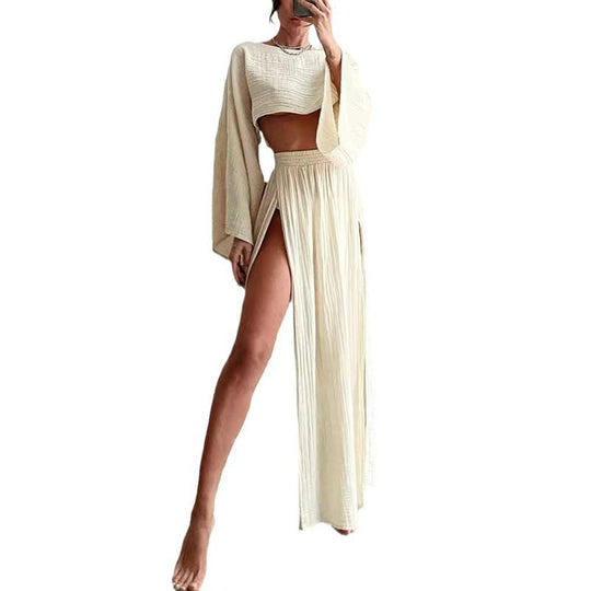 Damen Zweiteiliges Maxikleid mit Off-Shoulder-Design und Schlitz