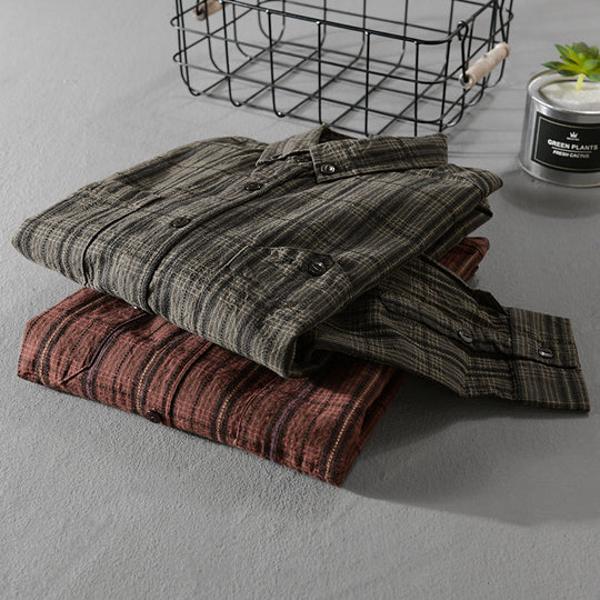 Herren Kariertes Flanell-Overshirt mit Button-Down-Kragen und aufgesetzten Brusttaschen Shop Nory