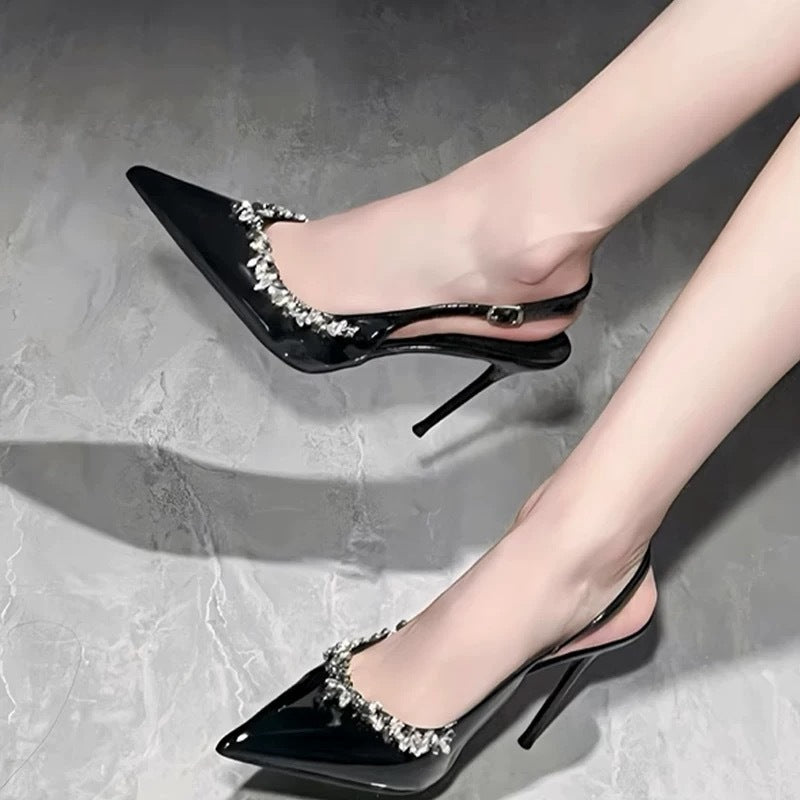 Damen Satin-Slingback-Pumps mit spitzer Zehenform und funkelnder Strass‑Applikation Shop Nory