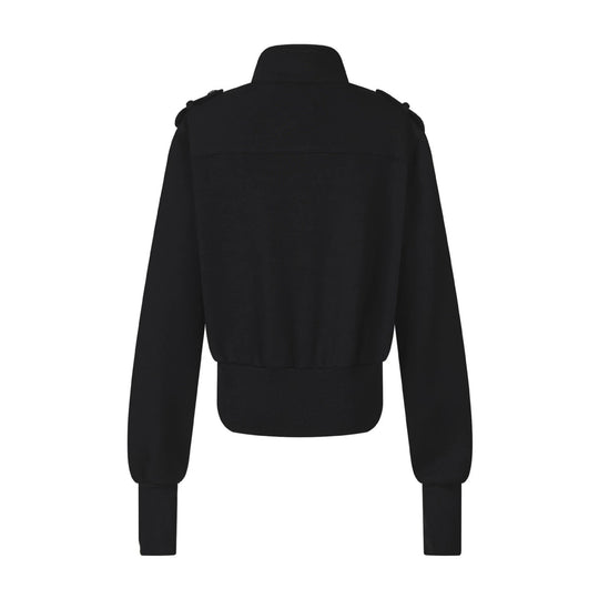 Damen Kurze Sweatjacke im Military‑Style mit Stehkragen und Zierpatten Shop Nory