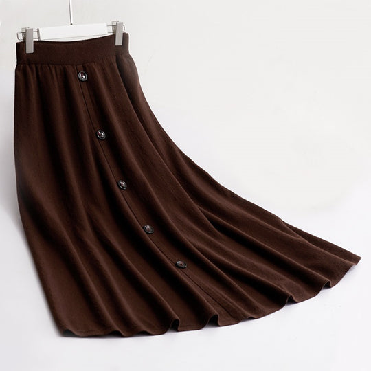 Damen Langer Faltenrock mit Knopfdetails Shop Nory