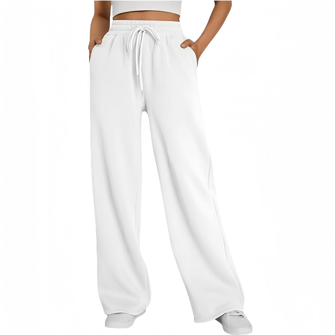 Damen nan Palazzo-Loungehose mit hoher Taille, elastischem Bund, Kordelzug und tiefen Seitentaschen Shop Nory