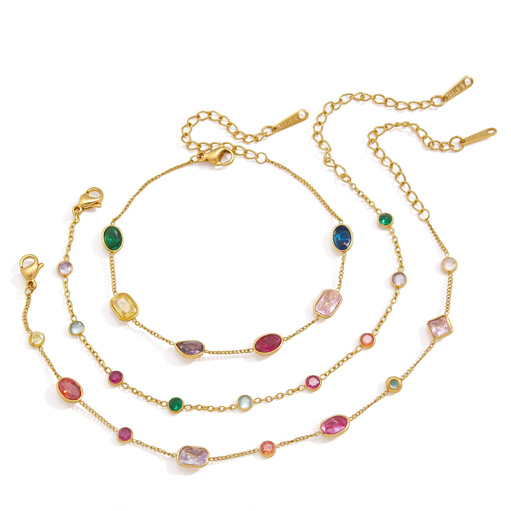 Damen Armband mit bunten Edelsteinen und hypoallergener Edelstahlverarbeitung Shop Nory