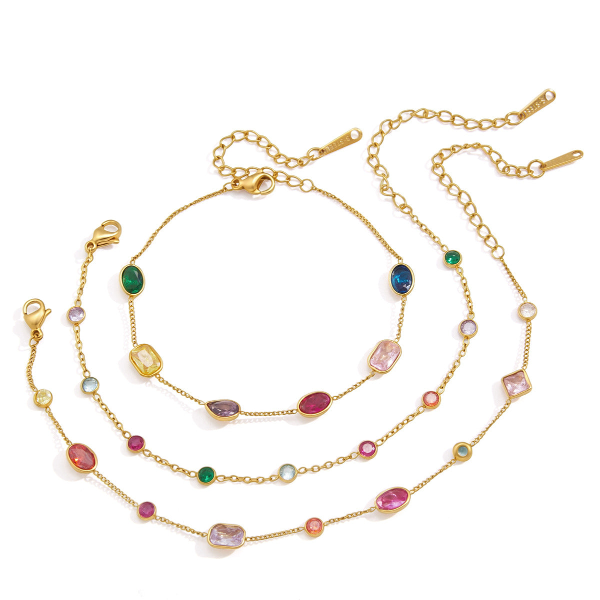 Damen Armband mit bunten Edelsteinen und hypoallergener Edelstahlverarbeitung Shop Nory
