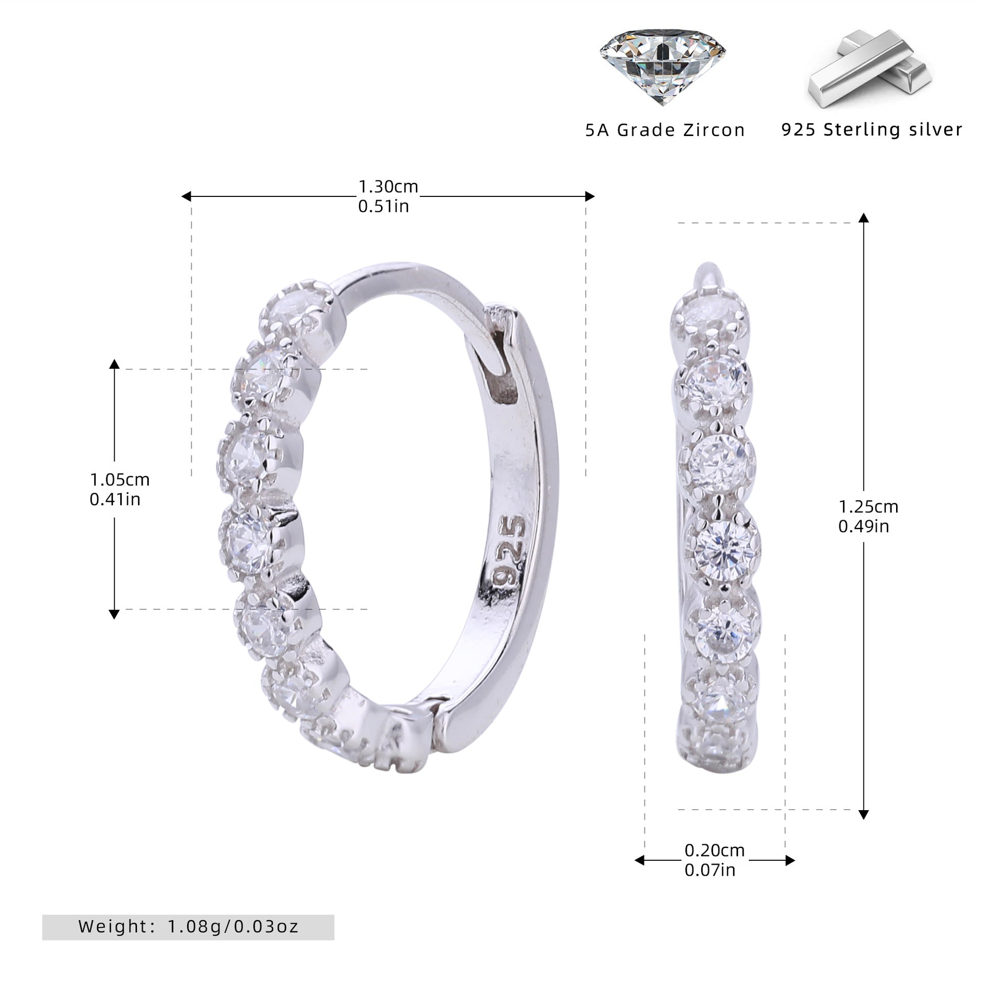 Damen Creolen mit funkelnden Zirkon-Akzenten und hochwertigem 925 Sterling Silber Shop Nory