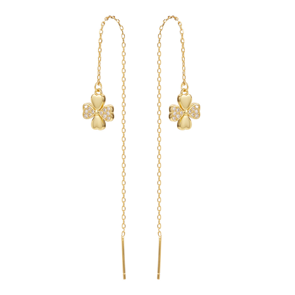 Damen Ohrringe mit filigranem Kleeblatt-Design und strahlenden Zirkonia Shop Nory