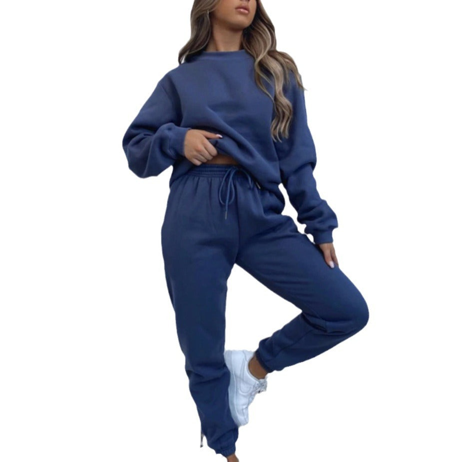 Damen kuscheliges Relax-Sweatshirt- und Jogger-Set aus angerautem Baumwollmix mit Raglanärmeln Shop Nory