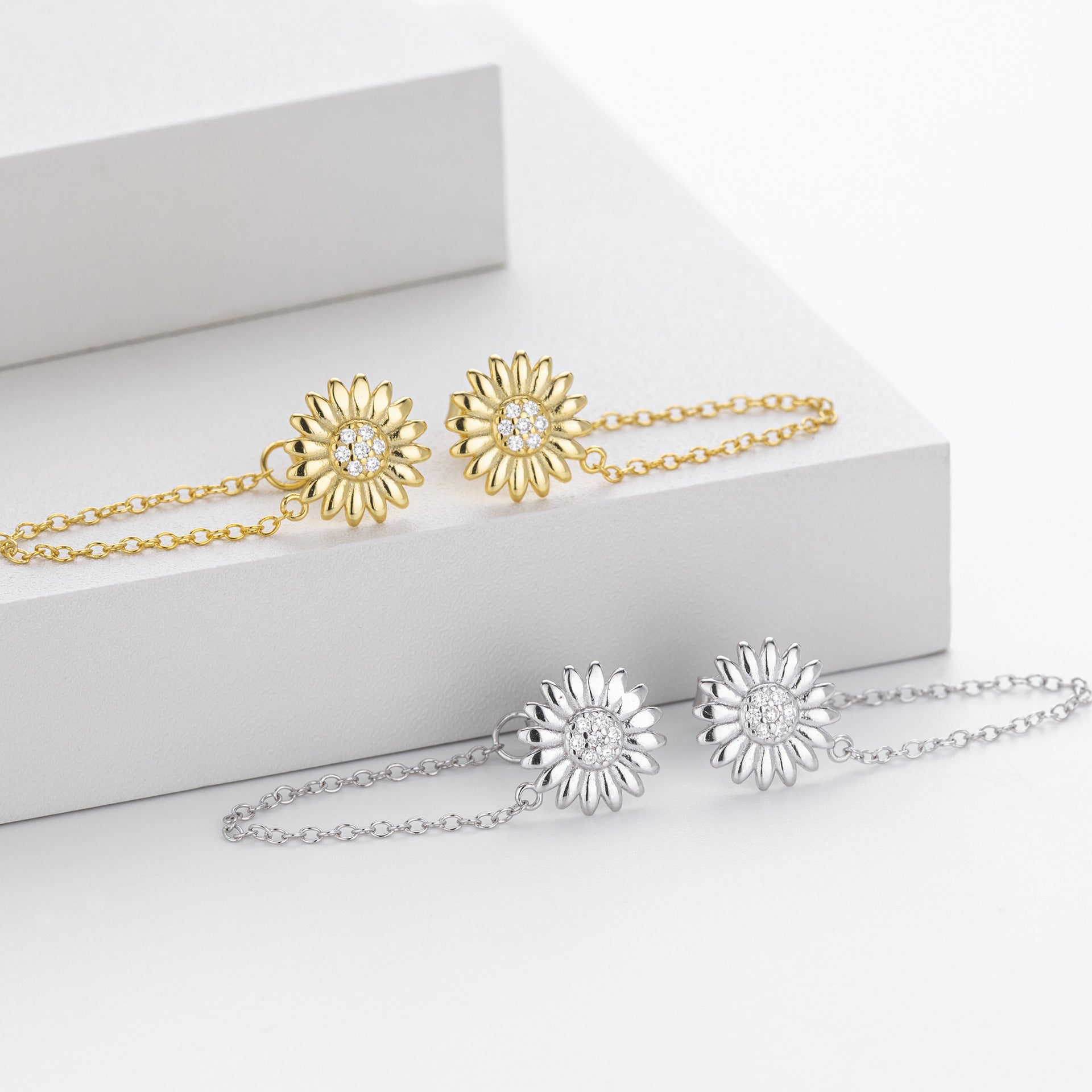 Damen Ohrhänger mit filigranem Sonnenblumen-Design und hochwertigem 925 Sterling Silber Shop Nory