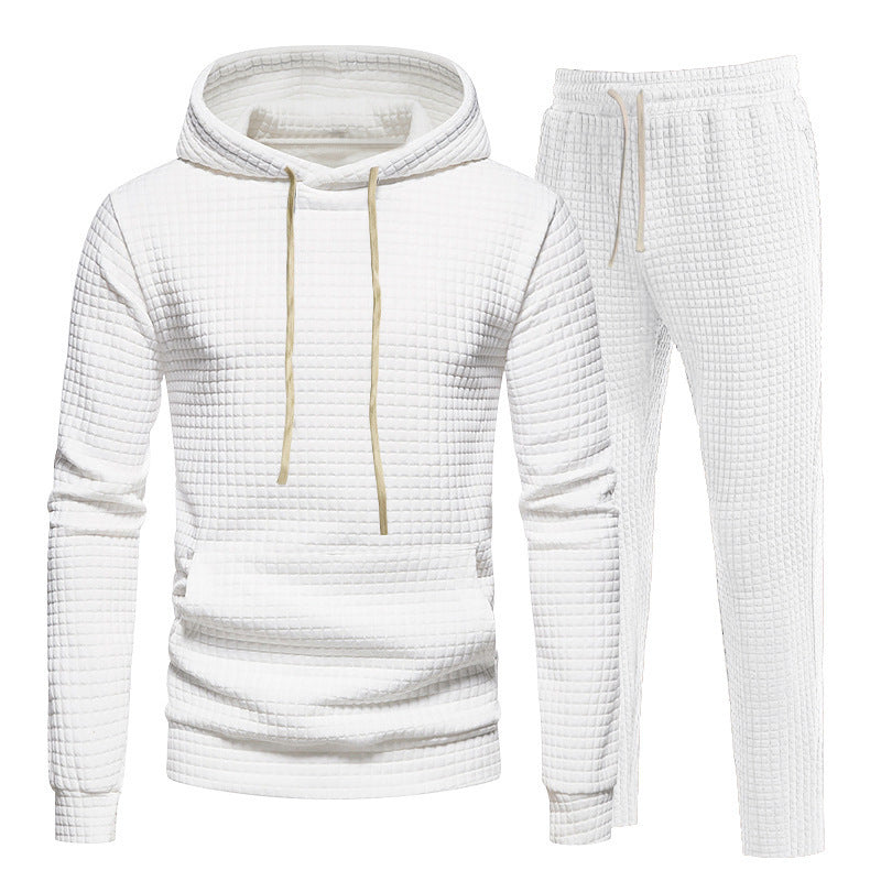 Herren Waffelstruktur-Freizeitset mit Kapuzenpullover und Tunnelzug-Jogginghose Shop Nory