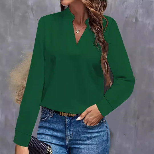 Damen Bluse mit Stehkragen und langen Ärmeln
