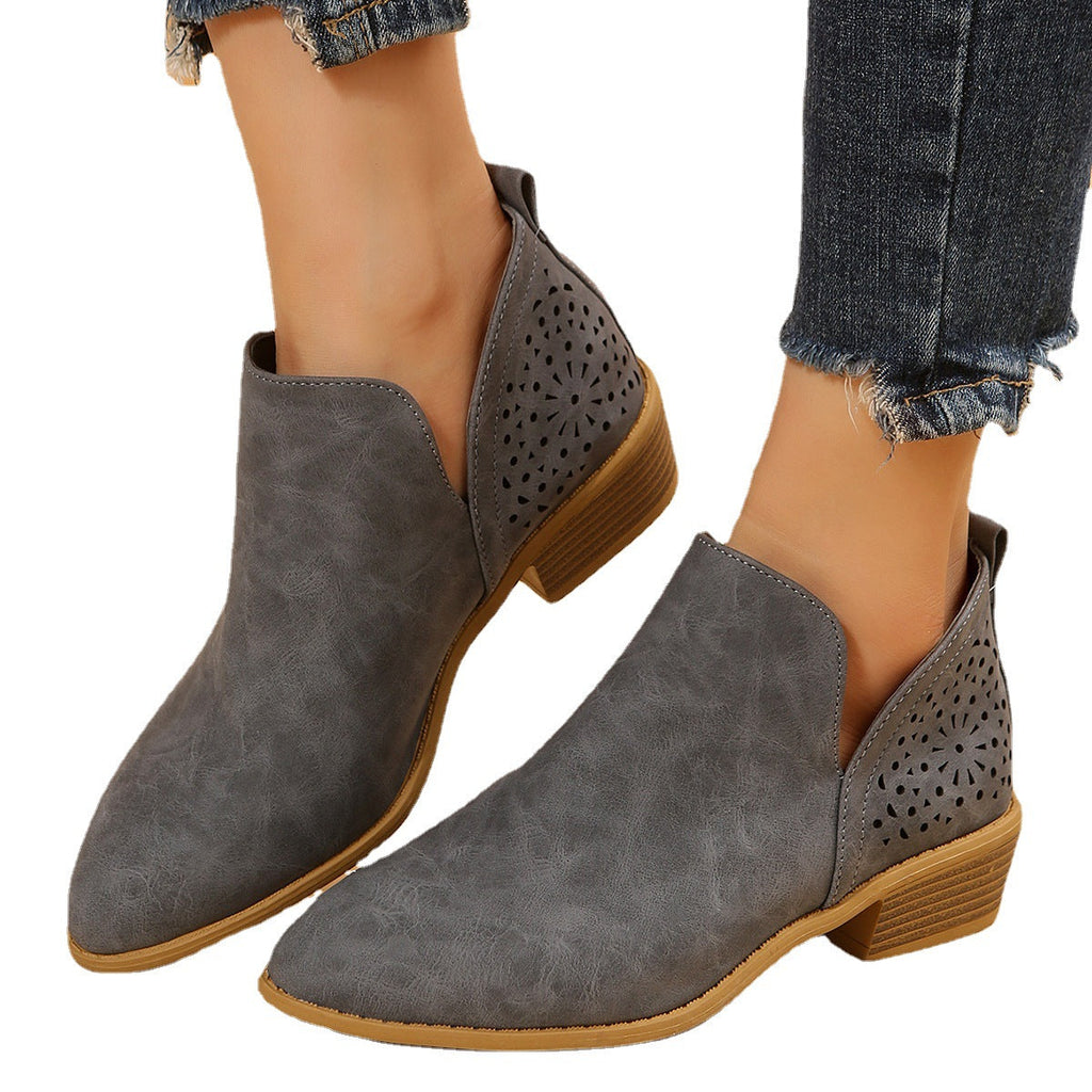 Damen Elegante Ankle Boots mit luftiger Lochmuster-Optik