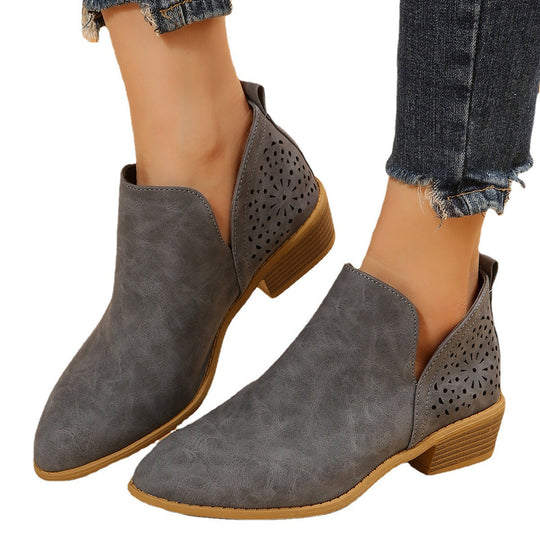 Damen Elegante Ankle Boots mit luftiger Lochmuster-Optik