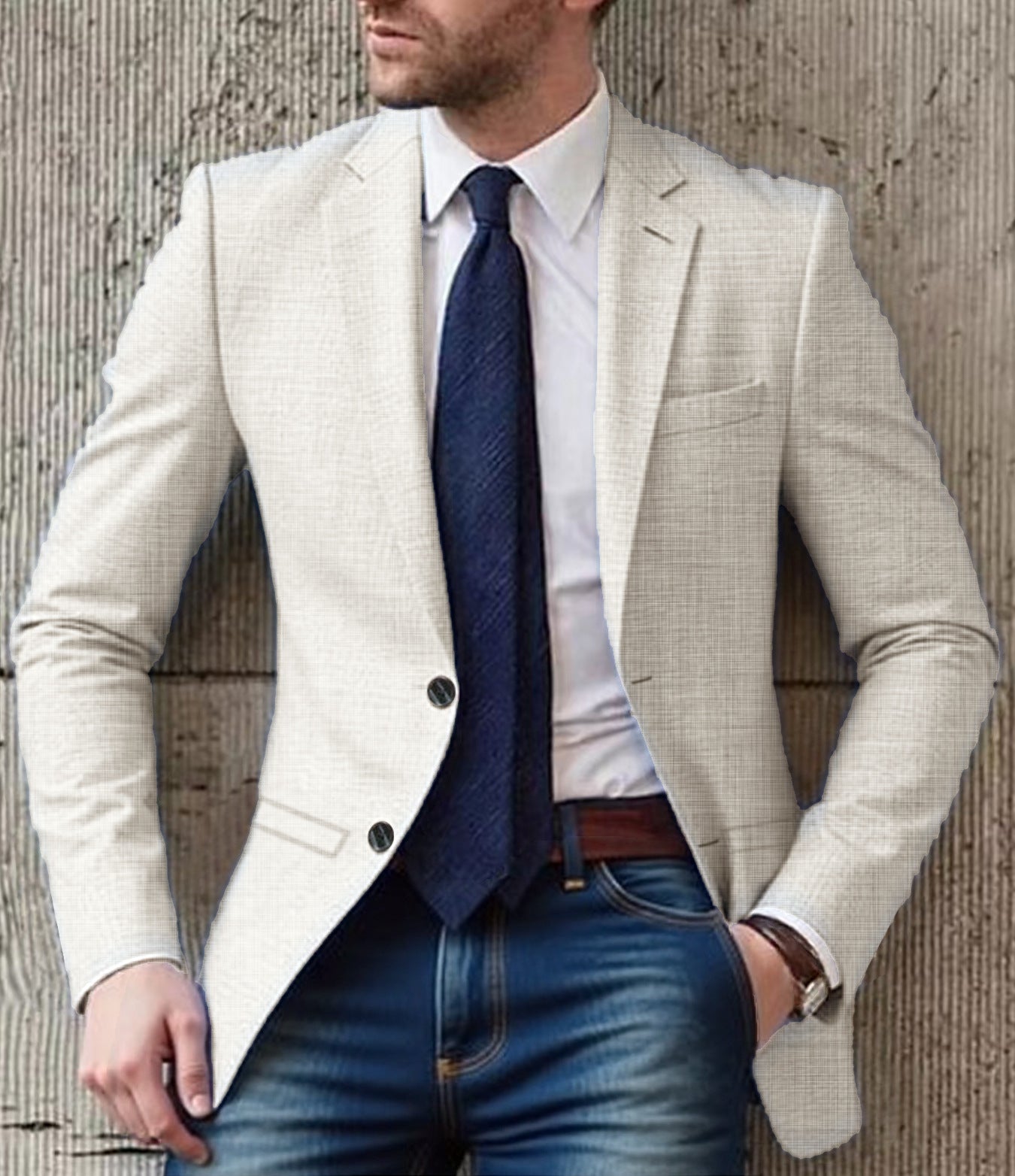 Herren eleganter und strukturierter Blazer mit modischen Details
