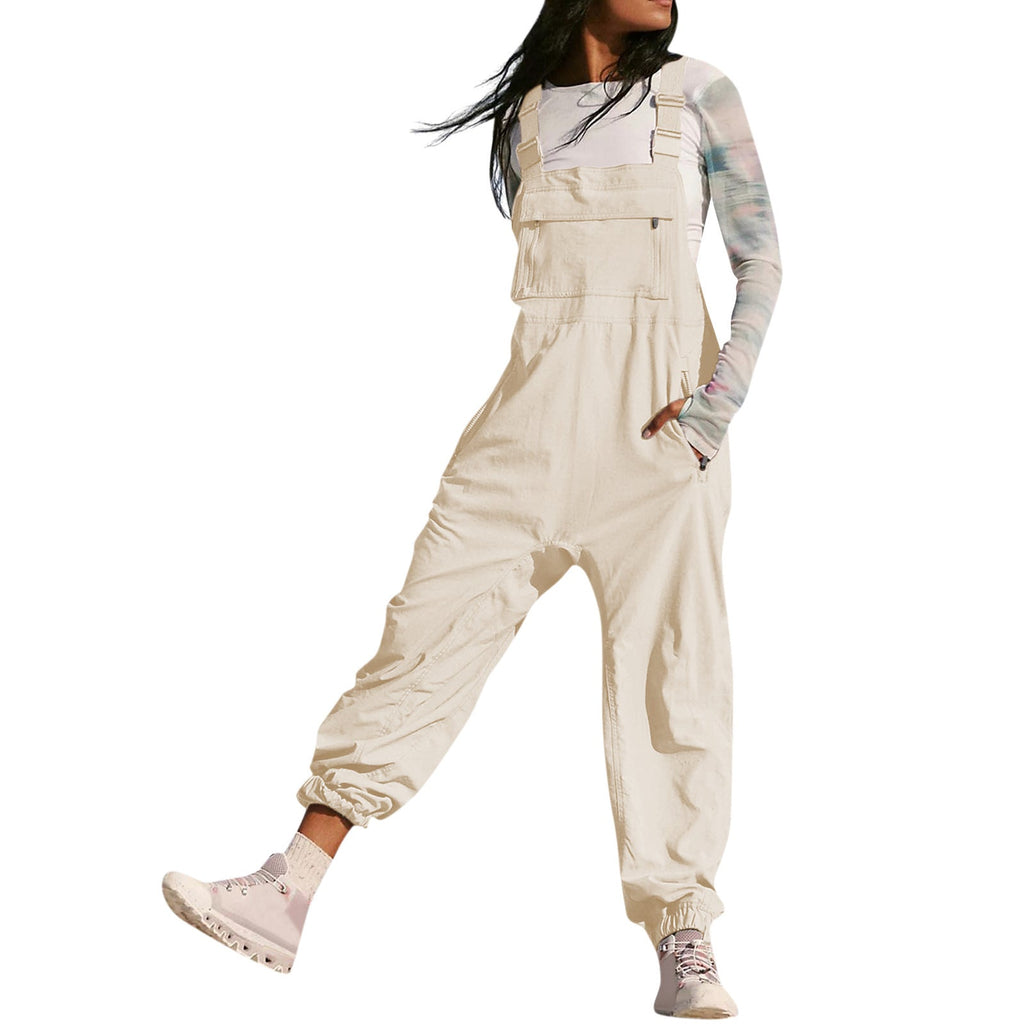 Damen Lässiger Jumpsuit mit praktischen Taschen und elastischem Saum Shopnory