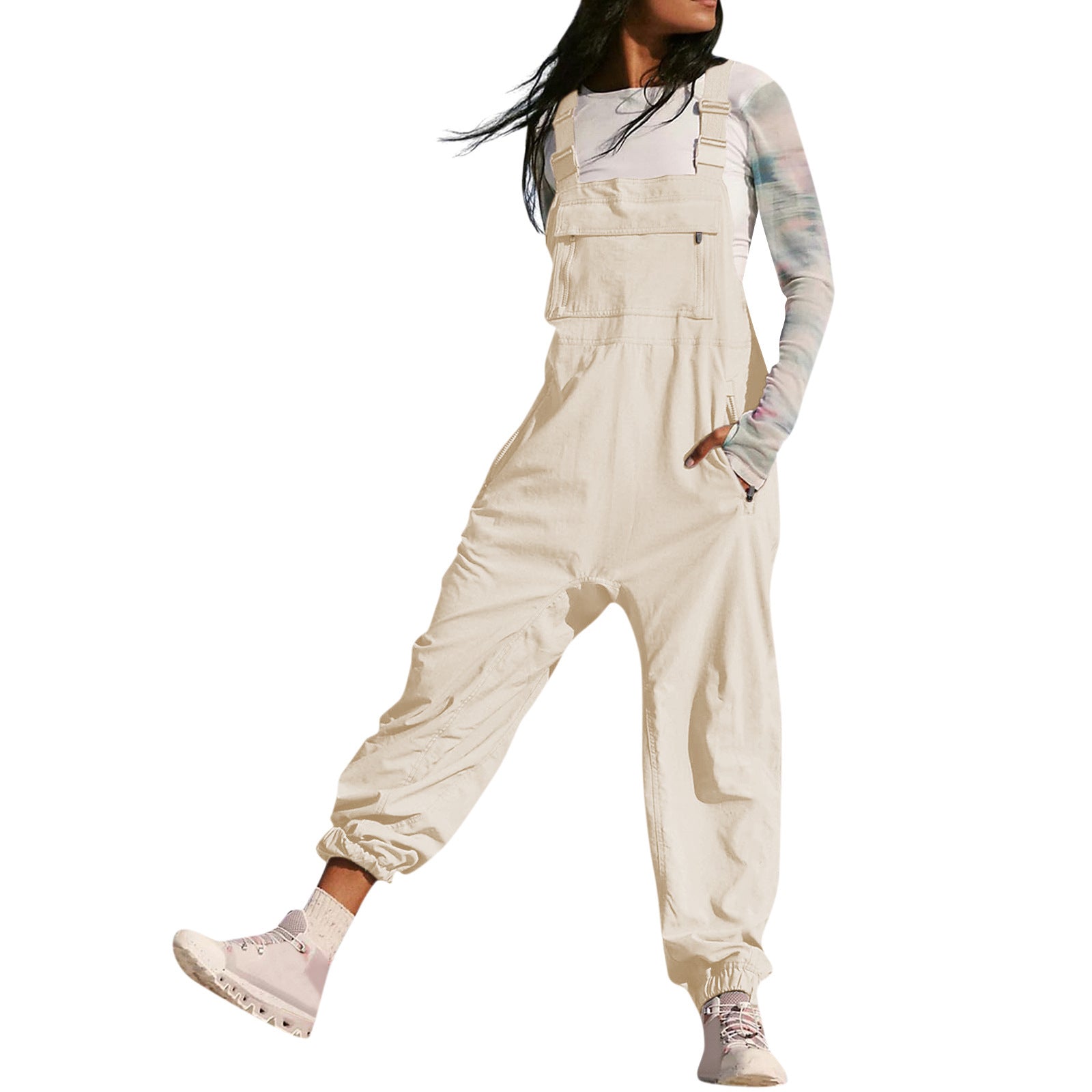 Damen Lässiger Jumpsuit mit praktischen Taschen und elastischem Saum Shopnory