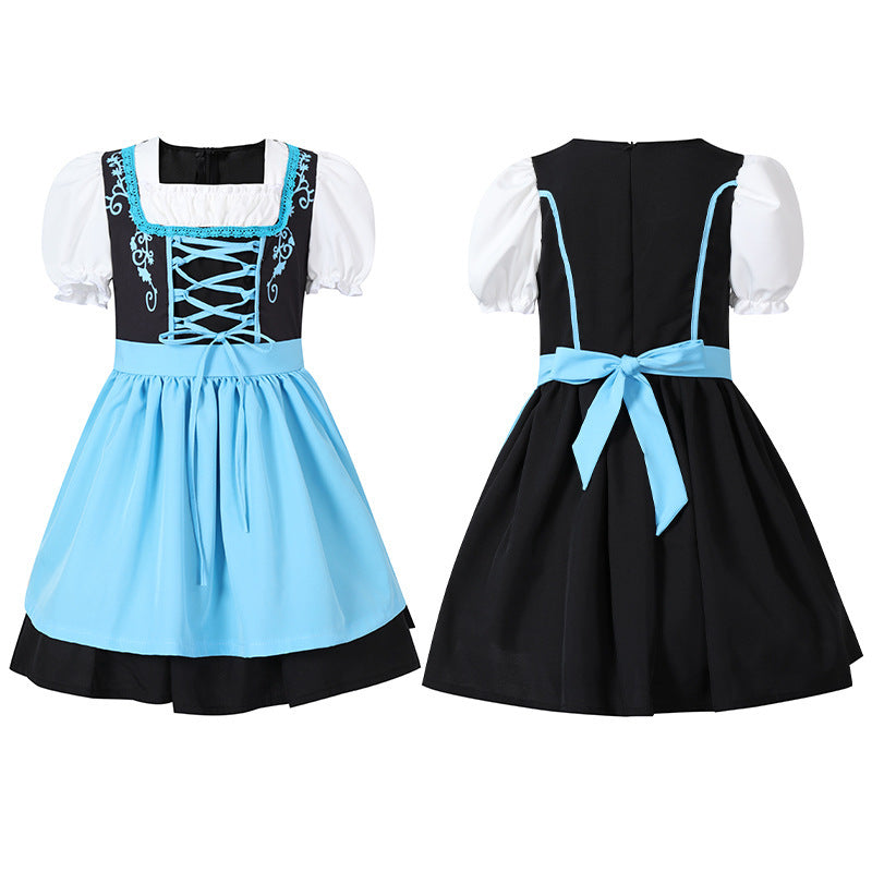 Damen nan trachtiges Dirndlkleid mit geschnürtem Mieder, Puffärmeln und abnehmbarer Schürze Shop Nory