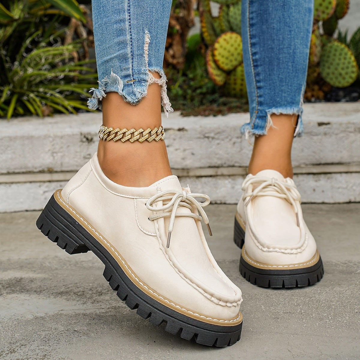 Damen Robuste Comfort-Schnürschuhe