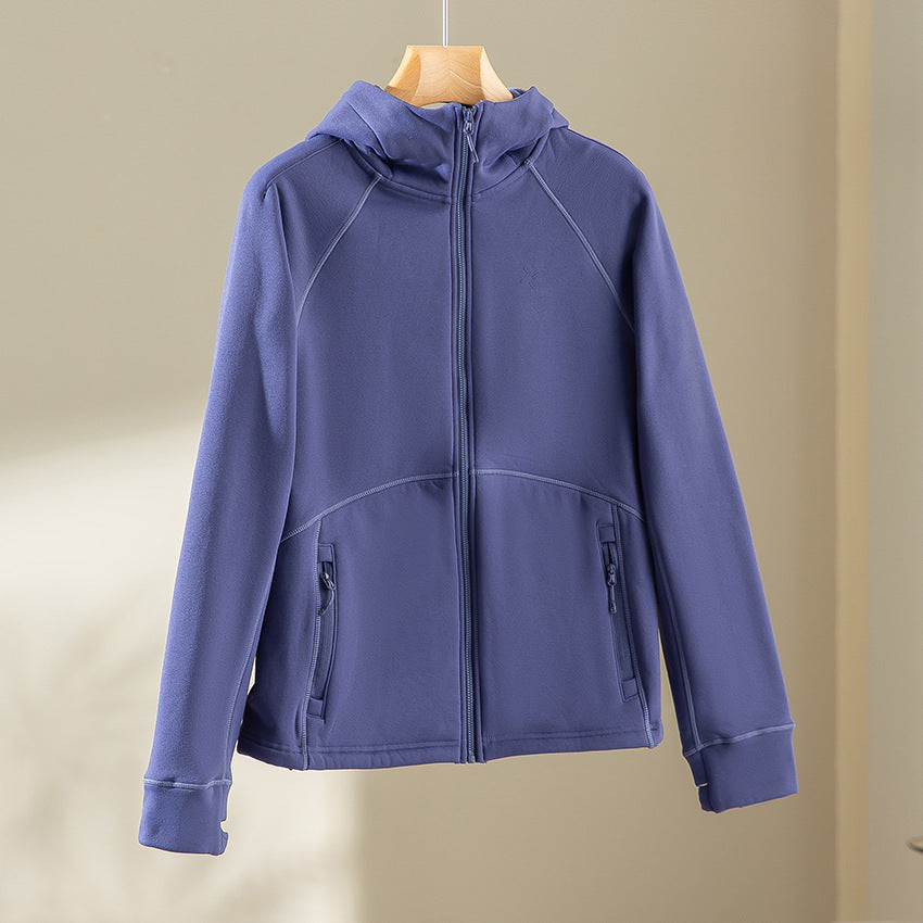 Damen Kapuzen-Fleecejacke mit durchgehendem Reißverschluss, ergonomischen Nähten und Reißverschlusstaschen Shop Nory