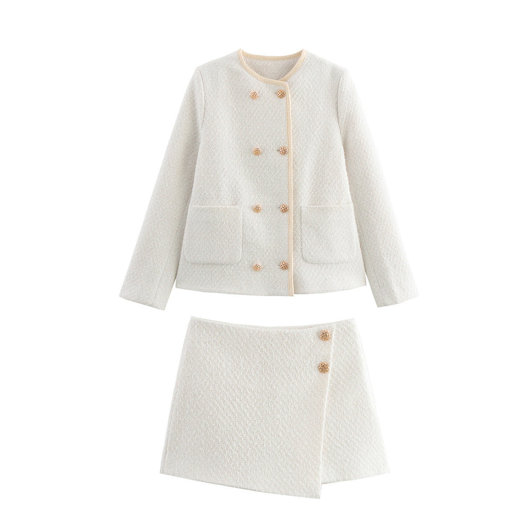 Damen Bouclé‑Tweed‑Kurzjacke mit goldknöpfen, Rundhals und aufgesetzten Taschen Shop Nory
