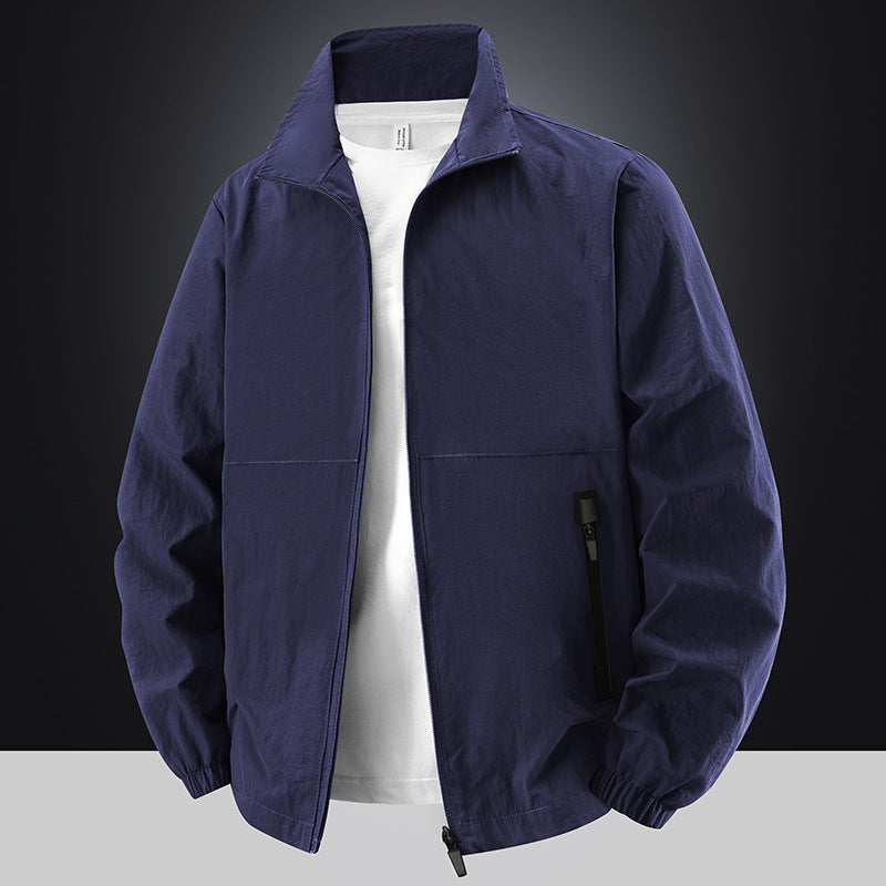 Herren Leichte Baumwoll-Mix-Übergangsjacke mit Stehkragen und verdecktem Reißverschluss Shop Nory