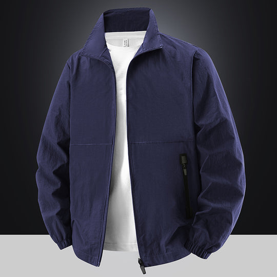 Herren Leichte Baumwoll-Mix-Übergangsjacke mit Stehkragen und verdecktem Reißverschluss Shop Nory
