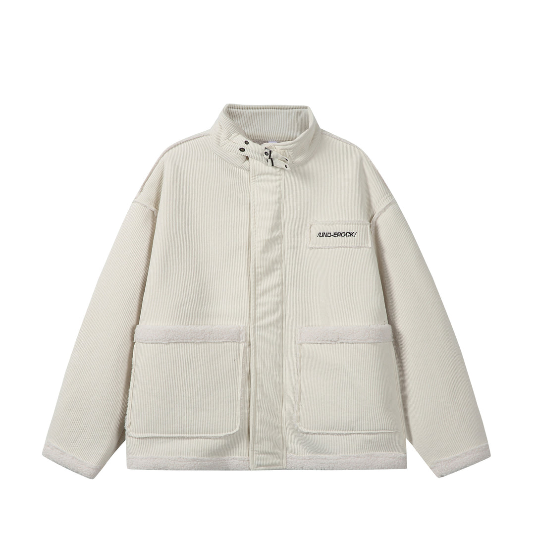 Unisex Kurz geschnittener Cordblouson mit Teddybesatz und Funnelkragen Shop Nory