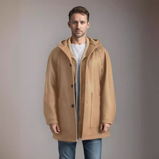 Herren Kapuzenmantel im Oversize-Schnitt mit Teddyfutter Shop Nory