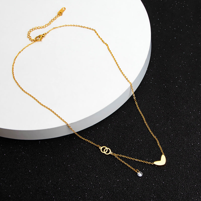 Damen Halskette mit herzförmigem Anhänger und funkelndem Element Shop Nory