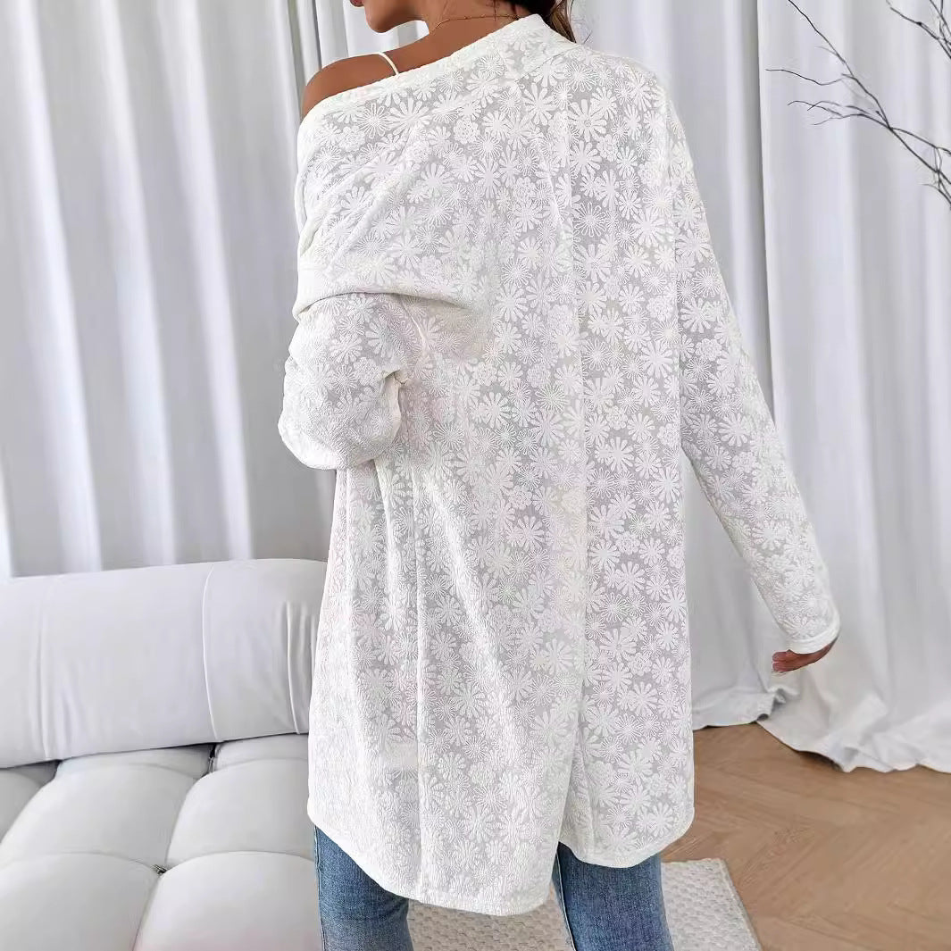Damen Stilvolle Blumenmuster Jacke