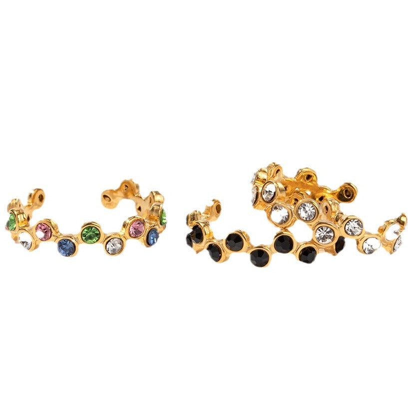 Damen Offenes Ringarmband mit eleganten Schwarzkristallen Shop Nory